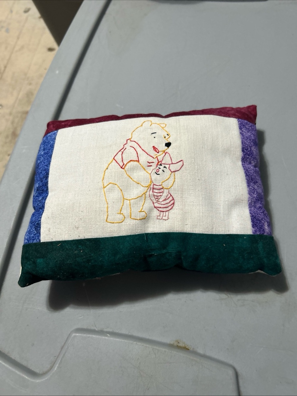 Embroidered Winnie & Piglet Decorative Pillow - Multicolor